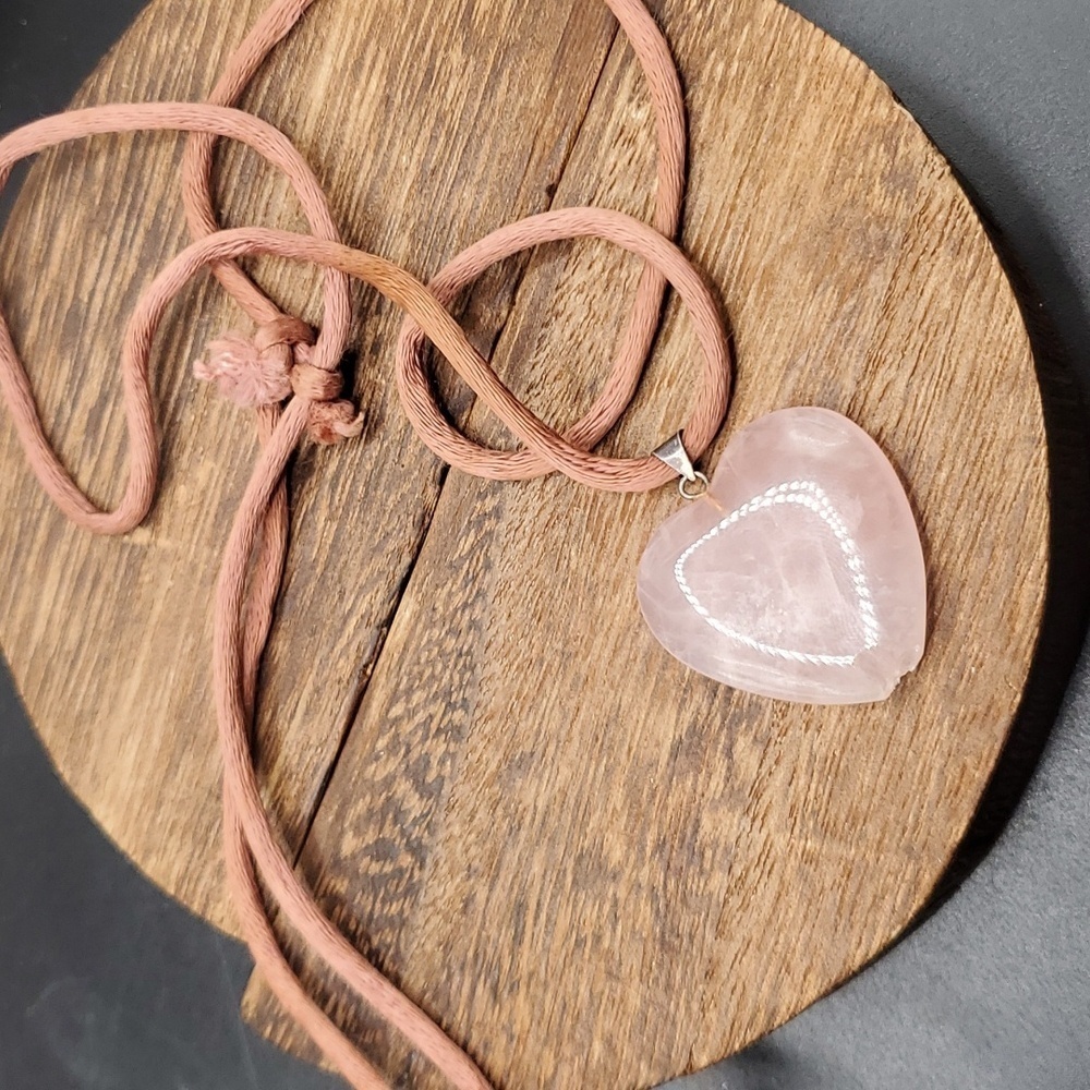 N3204 pink‎ quartz heart drop precious stone necklace 💖